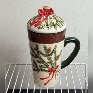 Christmas Sakura Holiday Green David Carter Brown Coffee Mug Ceramic 18oz
